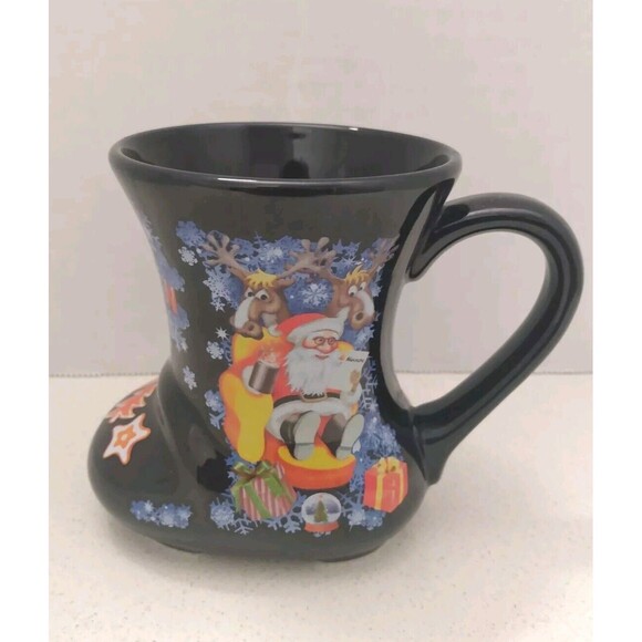 Vintage Mohaba GmbH Christmas Boot Mug Blue Winter Wonderland Santa Snowman 4" - Picture 7 of 10
